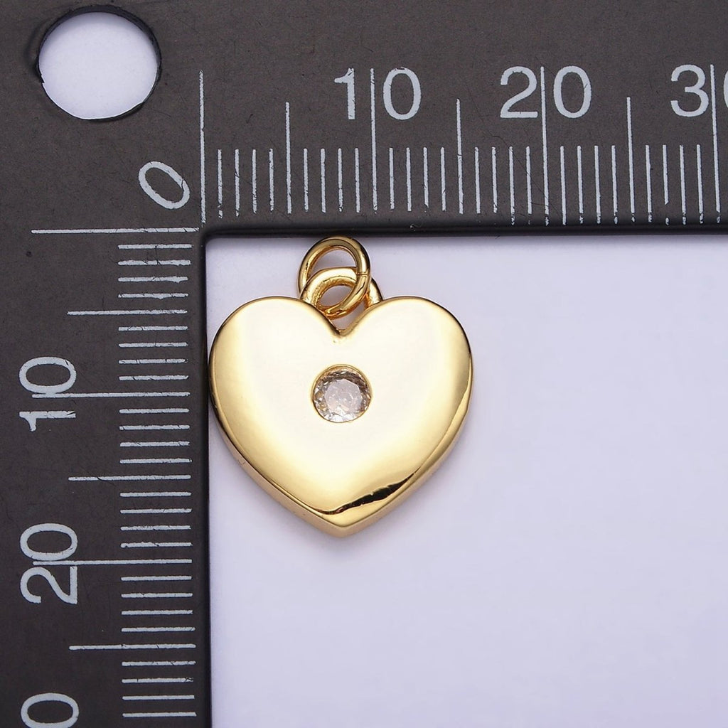 16K Gold plated 19mm Mini Clear CZ Heart Add-On Charm | AC1169 - DLUXCA