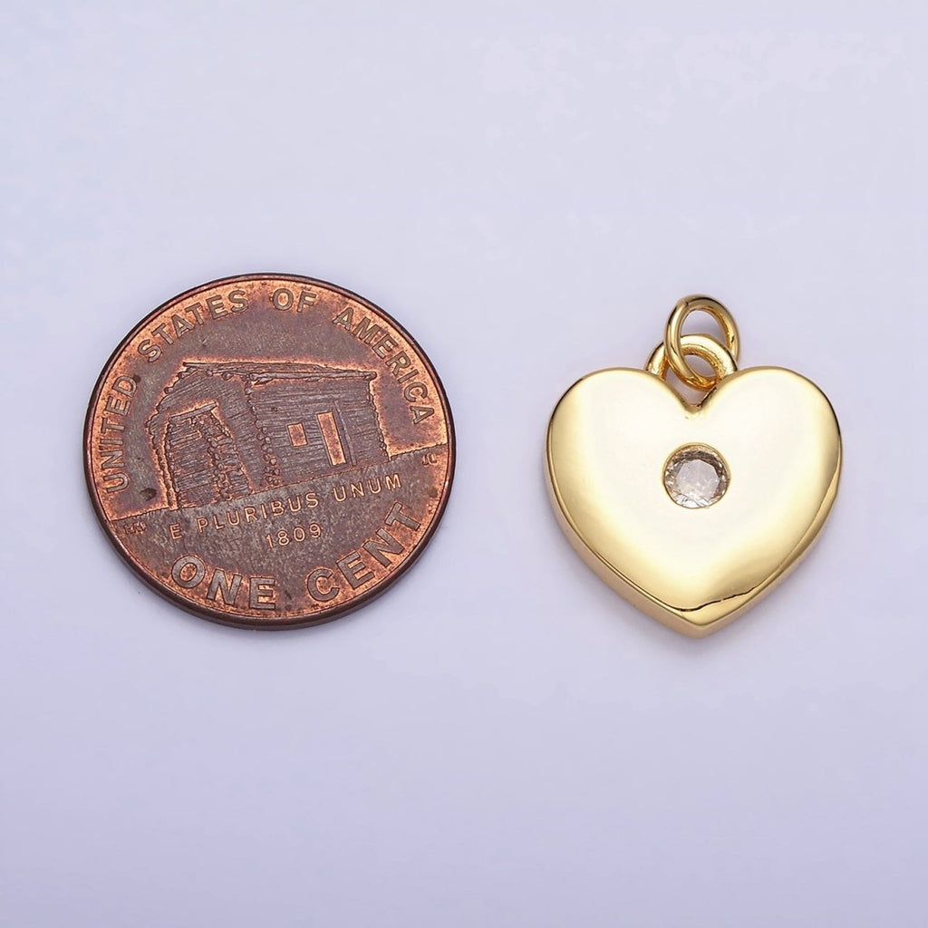 16K Gold plated 19mm Mini Clear CZ Heart Add-On Charm | AC1169 - DLUXCA