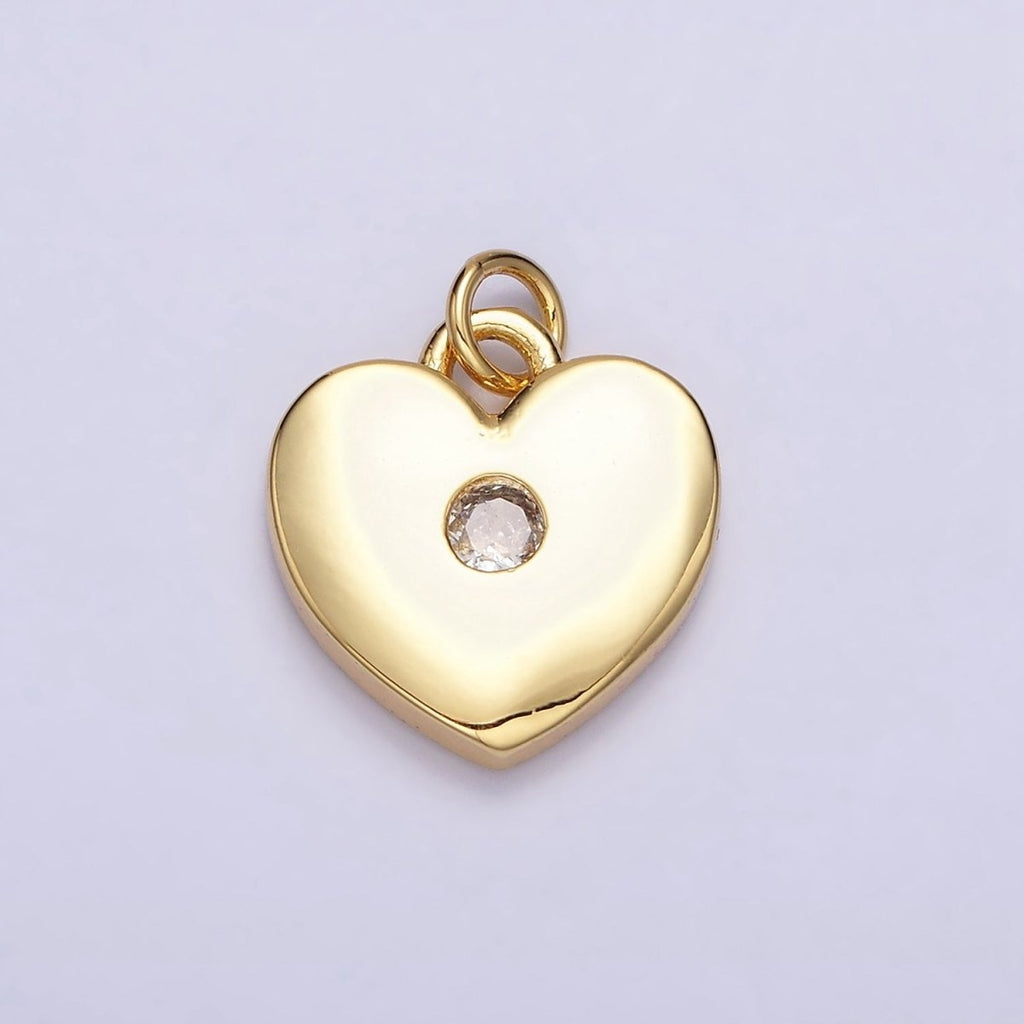 16K Gold plated 19mm Mini Clear CZ Heart Add-On Charm | AC1169 - DLUXCA