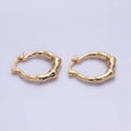 16K Gold plated 20mm Bamboo French Lock Hoop Latch Earrings in Gold & Silver | AD810 AD811