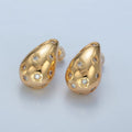 16K Gold plated 20mm Celestial Star Dotted Dome Teardrop Stud Earrings in Gold & Silver | AD598 AD599