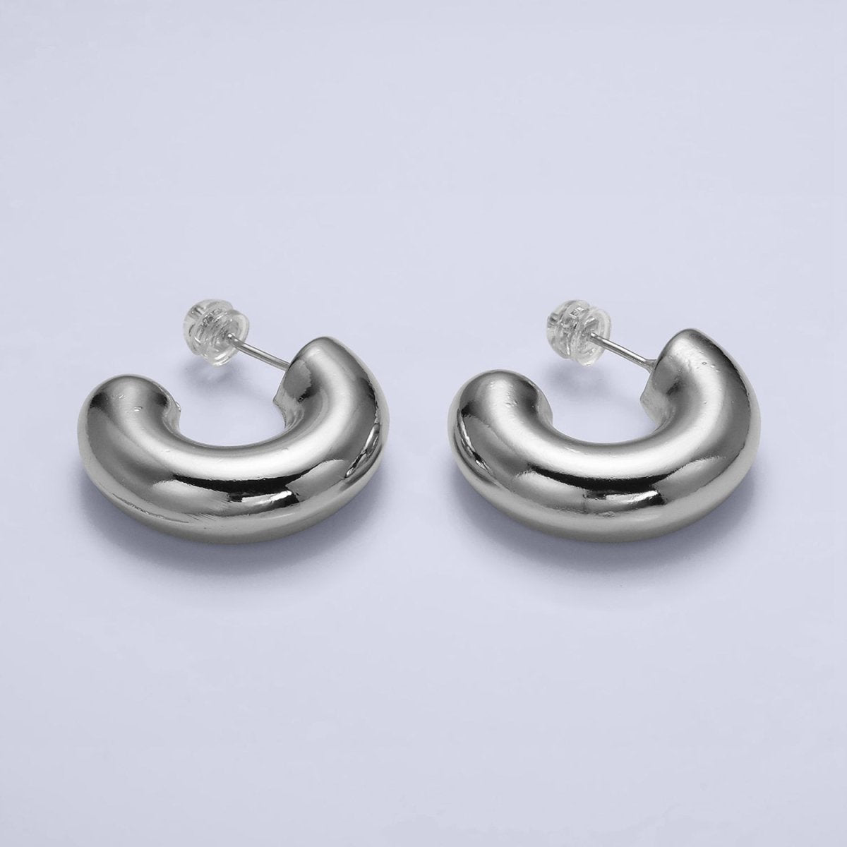 16K Gold plated 20mm Chubby C - Shaped Hoop Earrings | AE - 086 - DLUXCA