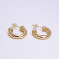 16K Gold plated 20mm Clear Micro Paved CZ Nail C-Shaped Hoop Earrings in Gold & Silver | AE791 AE792