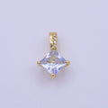 16K Gold plated 20mm Clear, Pink, Green Rhombus CZ Micro Paved Bail Pendant | AA417 - AA419