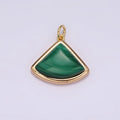 16K Gold plated 20mm Green Malachite Triangle Bezel Charm | AG454 - DLUXCA