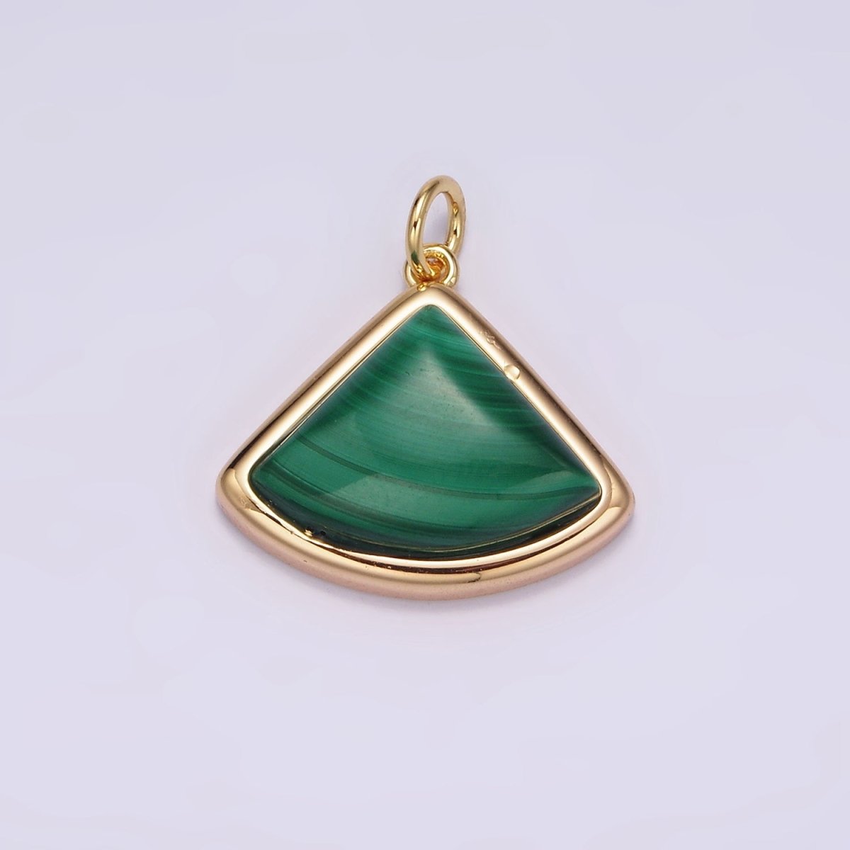 16K Gold plated 20mm Green Malachite Triangle Bezel Charm | AG454 - DLUXCA