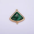 16K Gold plated 20mm Green Malachite Triangle Bezel Connector | G181 - DLUXCA