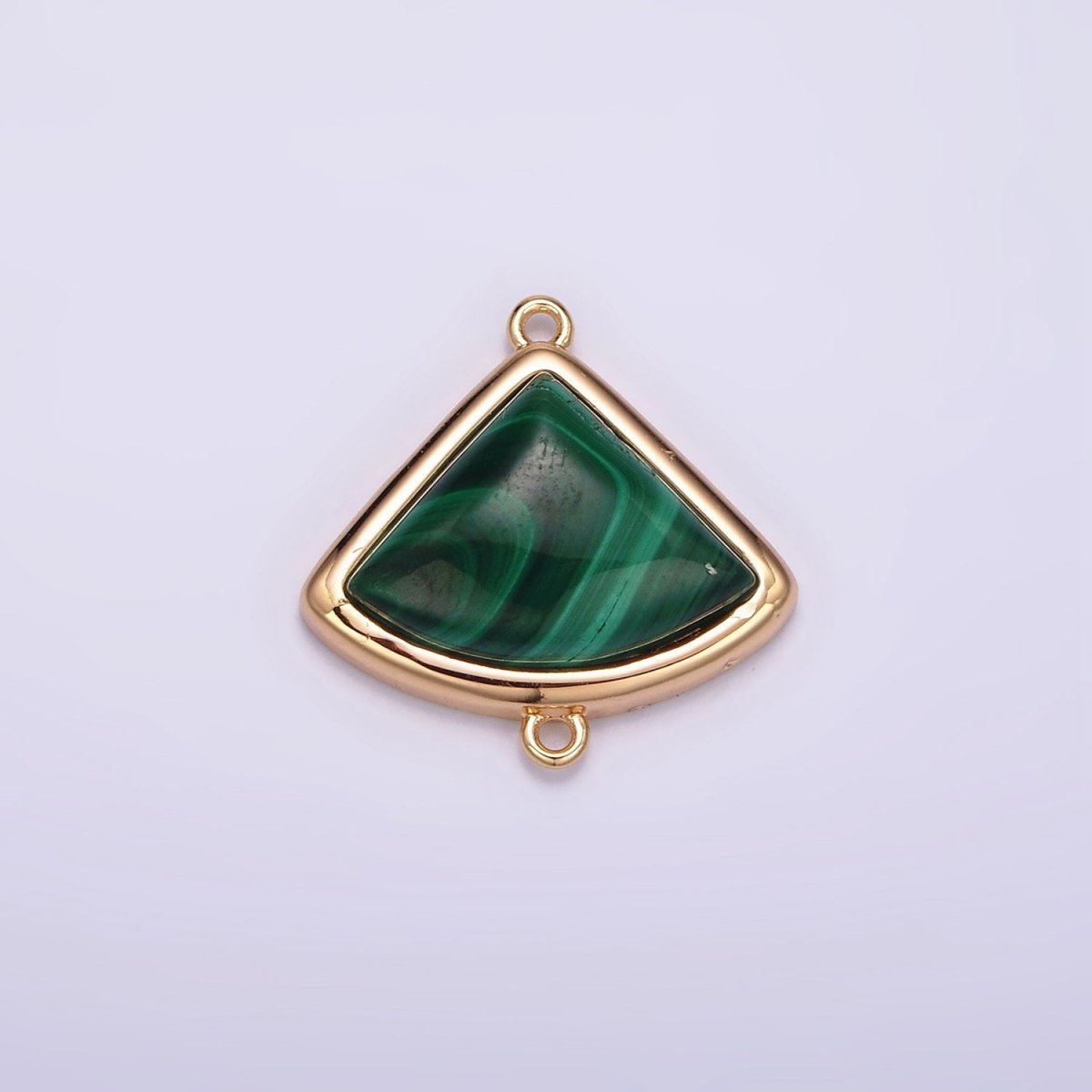 16K Gold plated 20mm Green Malachite Triangle Bezel Connector | G181 - DLUXCA
