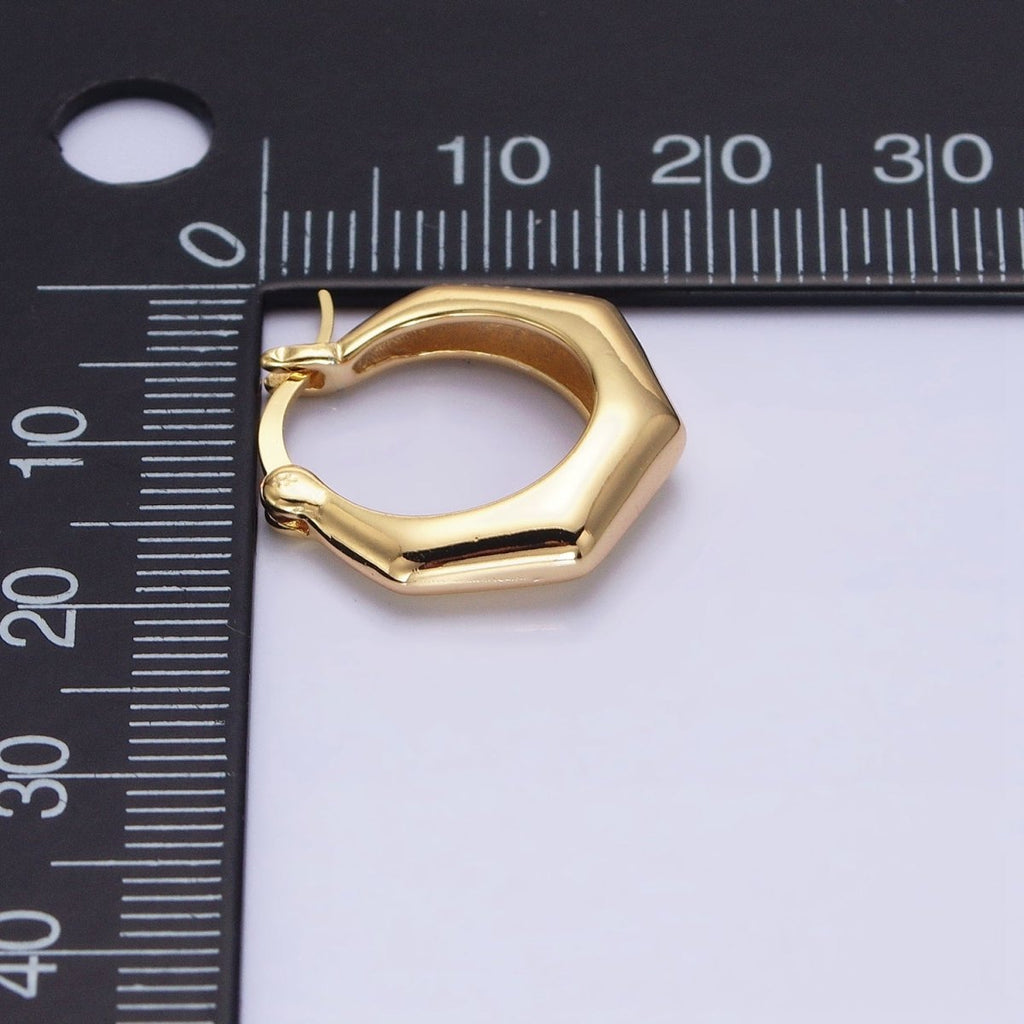 16K Gold plated 20mm Hexagonal Dome French Lock Latch Earrings in Gold & Silver | AB1472 AB1473