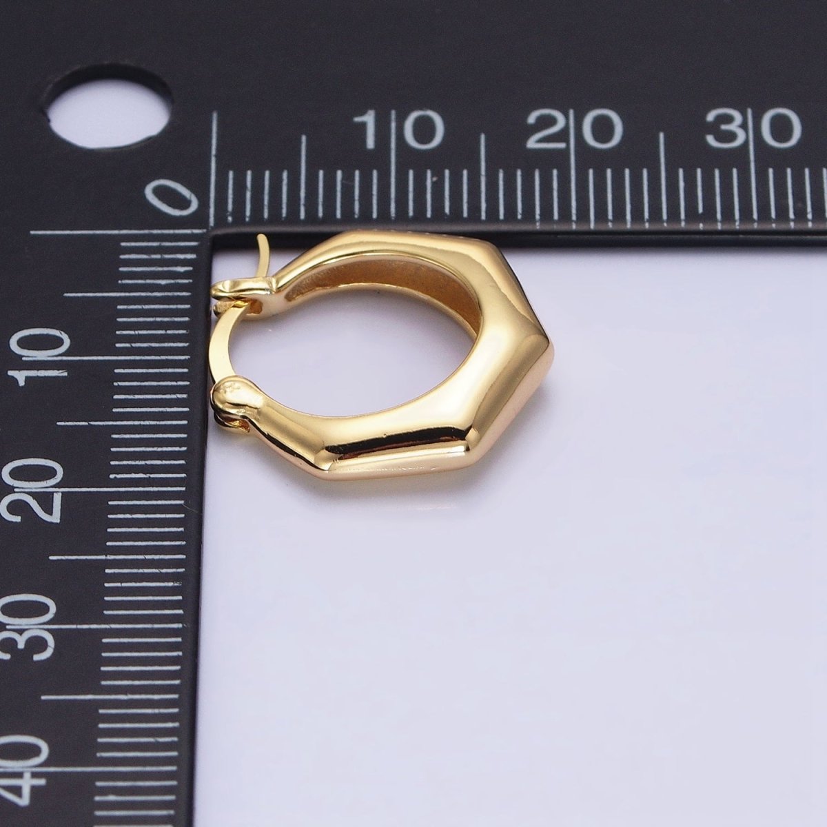 16K Gold plated 20mm Hexagonal Dome French Lock Latch Earrings in Gold & Silver | AB1472 AB1473