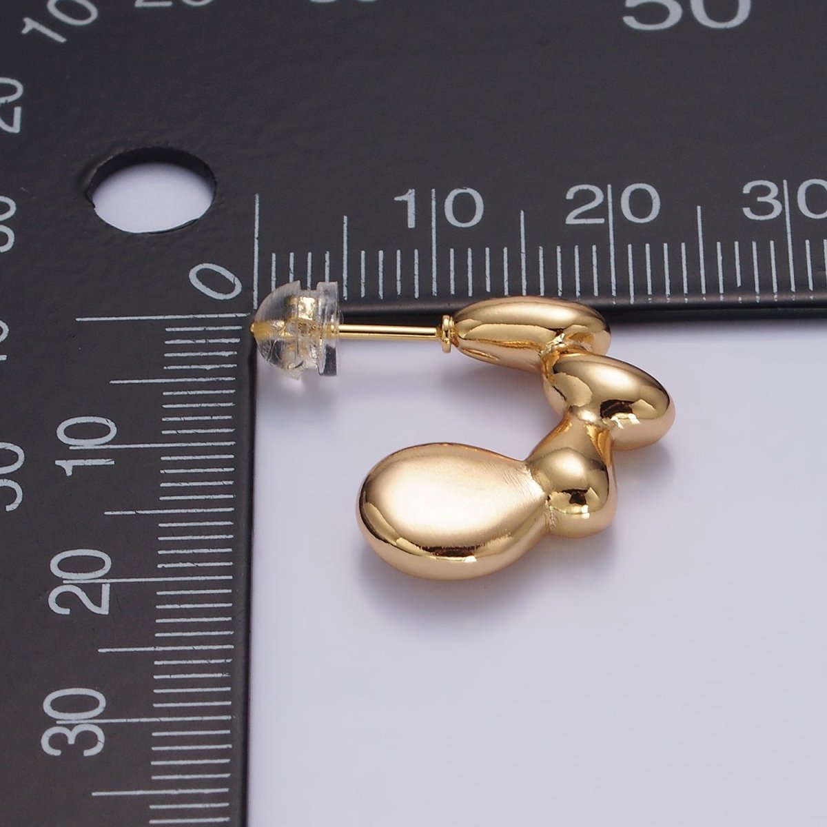 16K Gold plated 20mm Molten Bubble Beaded C-Shaped Hoop Earrings | AE896 - DLUXCA