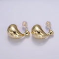 16K Gold plated 20mm Molten Dome C - Shaped Earrings | P519 - DLUXCA