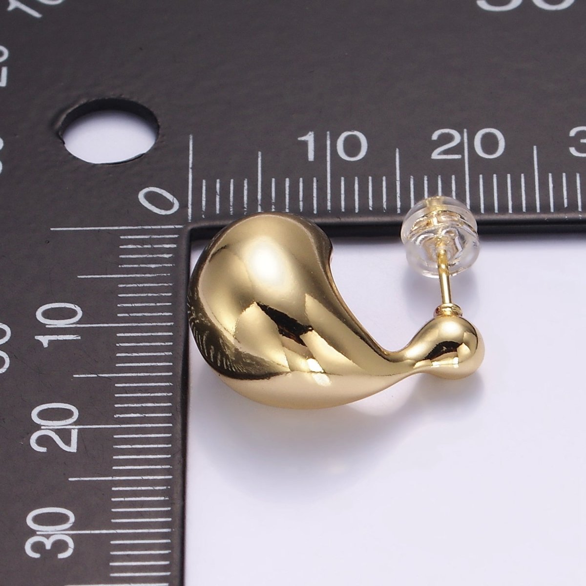 16K Gold plated 20mm Molten Dome C - Shaped Earrings | P519 - DLUXCA