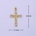 16K Gold plated 21.5mm, 17.5mm Crucifix Cross Baguette CZ Pendant | AA413 AA414