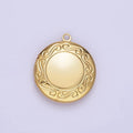 16K Gold plated 23mm Curved Engraved Round Locket Charm | H269 - DLUXCA