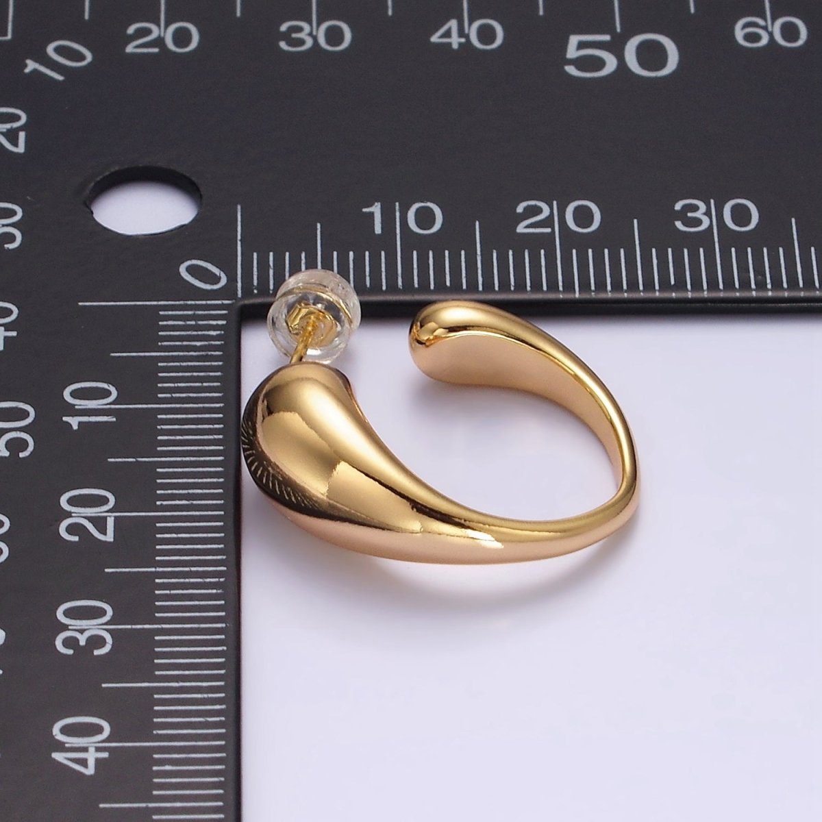 16K Gold plated 25mm Chubby Molten Drip C-Shaped Hoop Earrings | AE890 - DLUXCA