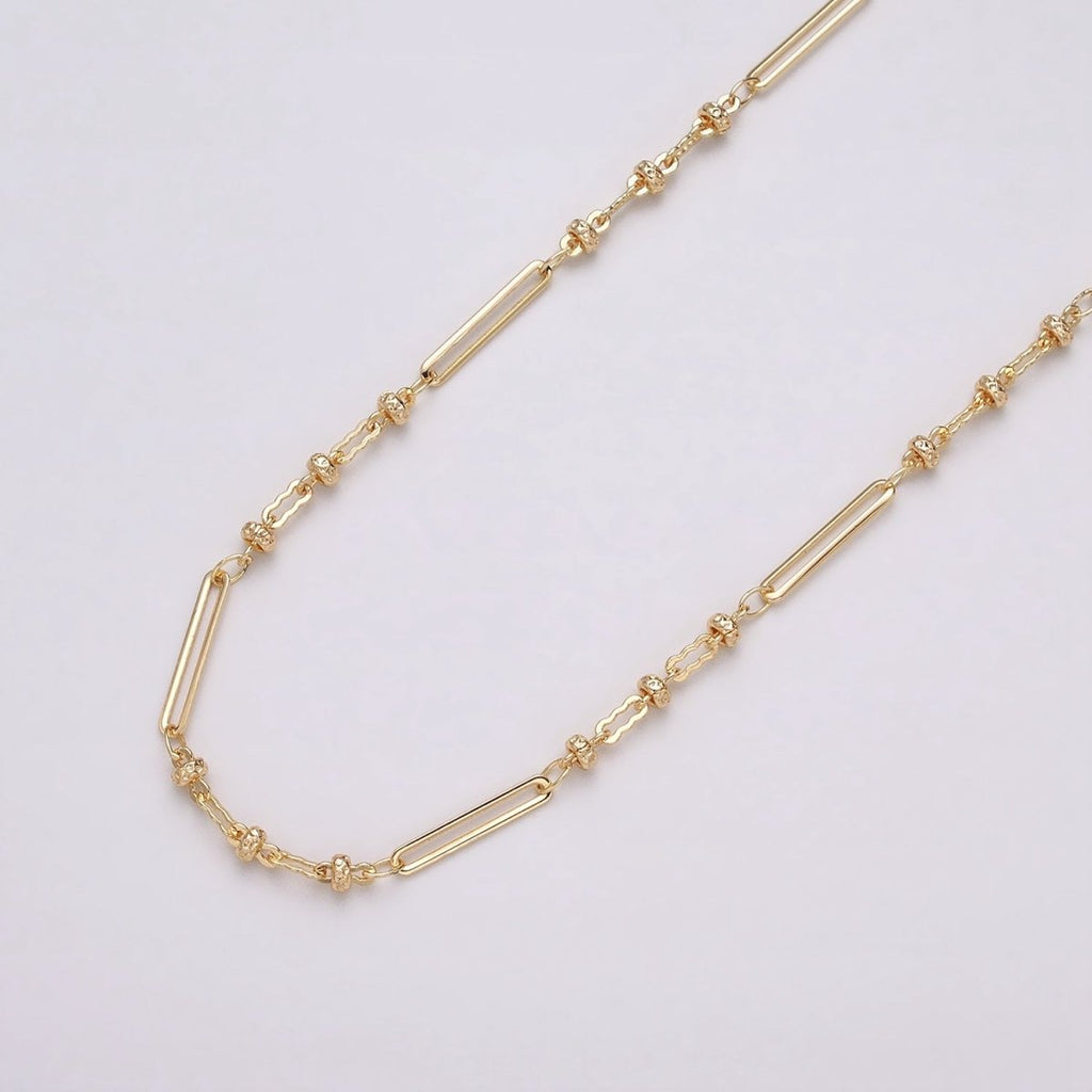 16K Gold plated 2.5mm Designed Triple Satellite Rhondele Paperclip Link Unfinished Chain in Gold & Silver | ROLL-1331 ROLL-1332 Clearance Pricing - DLUXCA
