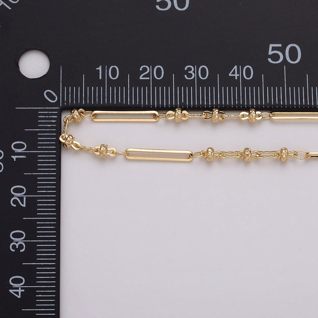 16K Gold plated 2.5mm Designed Triple Satellite Rhondele Paperclip Link Unfinished Chain in Gold & Silver | ROLL-1331 ROLL-1332 Clearance Pricing - DLUXCA