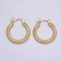 16K Gold plated 25mm Dotted Braided Twist French Lock Latch Hoop Earrings | AE-601 - DLUXCA