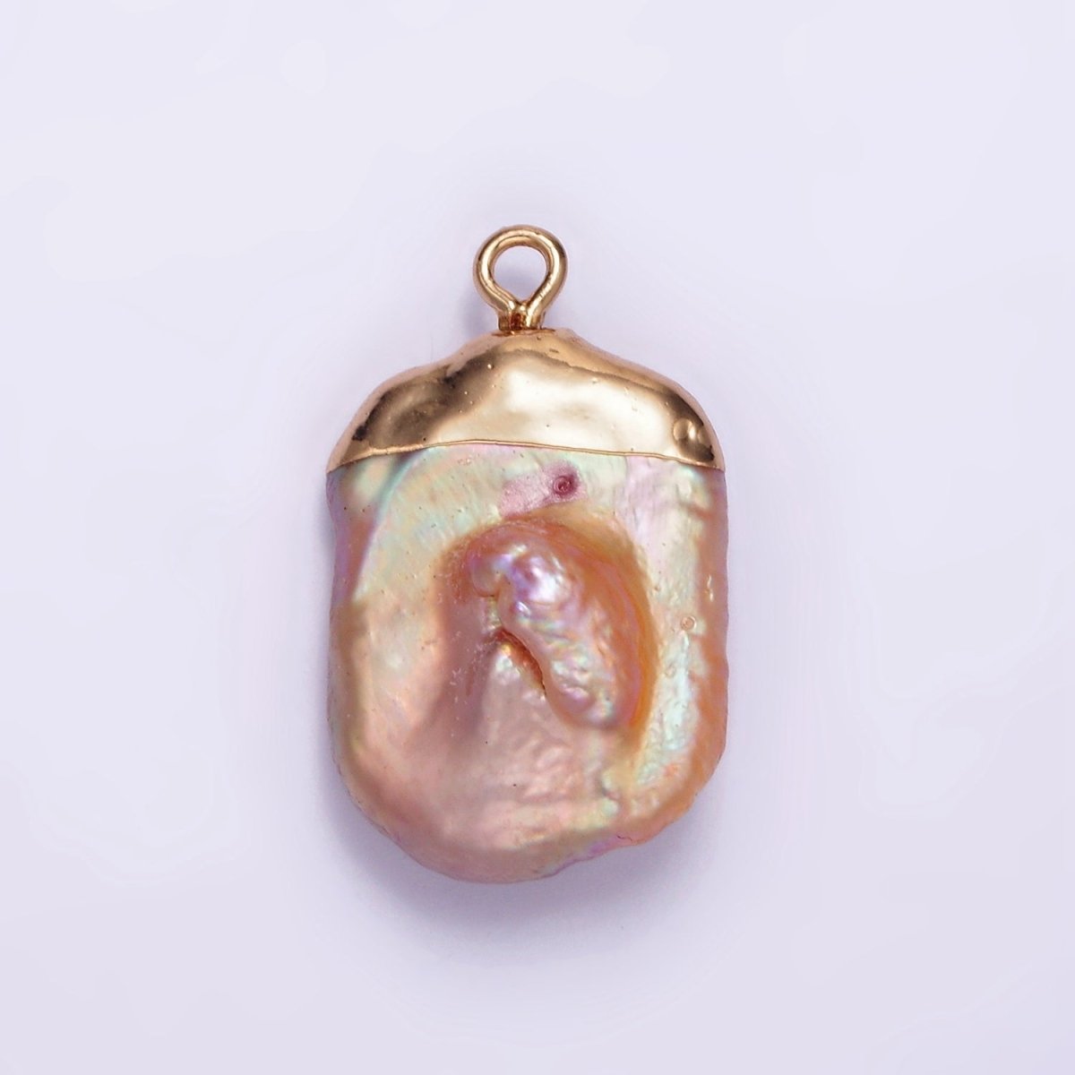 16K Gold plated 25mm Pink Blush Baroque Freshwater Pearl Dipped Charm | P1620 - DLUXCA