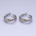 16K Gold plated 25mm Triple Flat Bar Band X Hinge Hoop Earrings in Gold & Silver | AD1291 AD1292 - DLUXCA