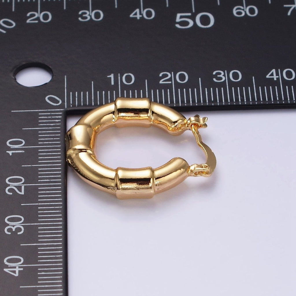16K Gold plated 25mm Triple Wide Wrap French Lock Latch Hoop Earrings | AE085 - DLUXCA