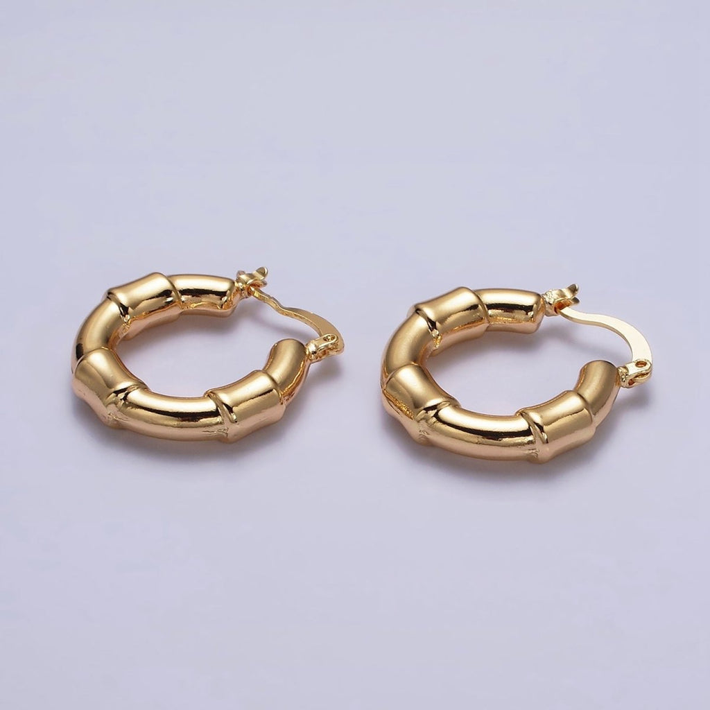 16K Gold plated 25mm Triple Wide Wrap French Lock Latch Hoop Earrings | AE085 - DLUXCA