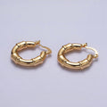 16K Gold plated 25mm Triple Wide Wrap French Lock Latch Hoop Earrings | AE085 - DLUXCA
