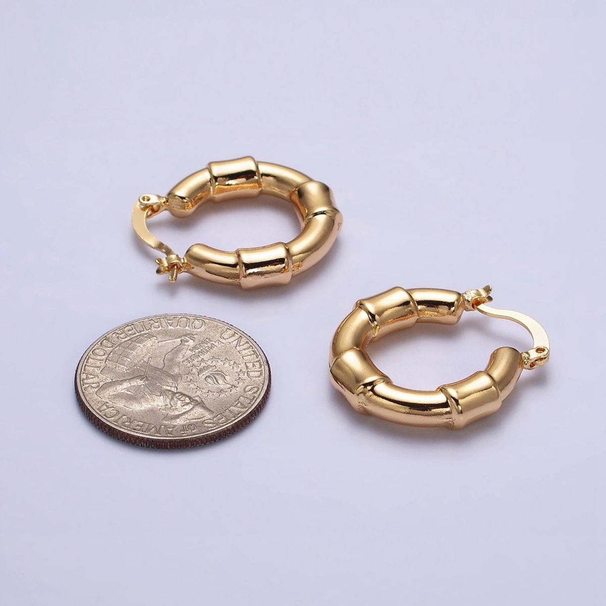 16K Gold plated 25mm Triple Wide Wrap French Lock Latch Hoop Earrings | AE085 - DLUXCA