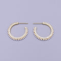 16K Gold plated 25mm White Pearl Clear CZ Lined C-Shaped Hoop Earrings Set | AD1308 - DLUXCA