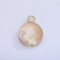 16K Gold plated 26mm White Peach Shell Pearl Flat Round Drop Pendant | P1750 - DLUXCA