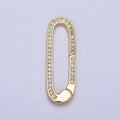 16K Gold plated 27.3mm Oblong Micro Paved CZ Spring Gate Jewelry Supply in Gold & Silver | Z-032 Z-392 - DLUXCA