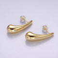 16K Gold plated 28mm Teardrop Dome Stud Earrings | P518 - DLUXCA