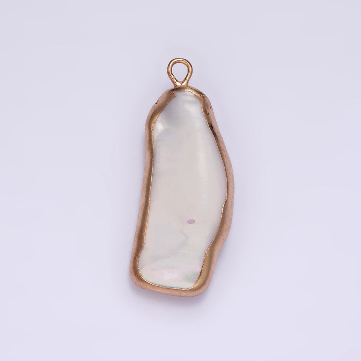 16K Gold plated 30mm Abstract Rose Gold-Dipped Biwa Freshwater Pearl Charm | P1617 - DLUXCA
