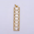 16K Gold plated 30mm Clear CZ Baguette Lined Micro Paved Band Tag Charm | AC1133 - DLUXCA