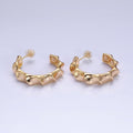 16K Gold plated 30mm Curve Edged Geometric C-Shaped Hoop Earrings in Gold & Silver | AE025 AE026