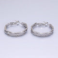 16K Gold plated 30mm Hexagonal Multiple Band Hinge Hoop Earrings in Gold & Silver | AE037 AE038 - DLUXCA