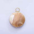 16K Gold plated 30mm Peach White Shell Pearl Flat Round Pendant | P1748 - DLUXCA