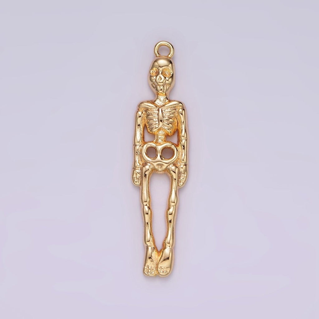 16K Gold plated 32mm Body Skeleton Minimalist Charm | AG605 - DLUXCA