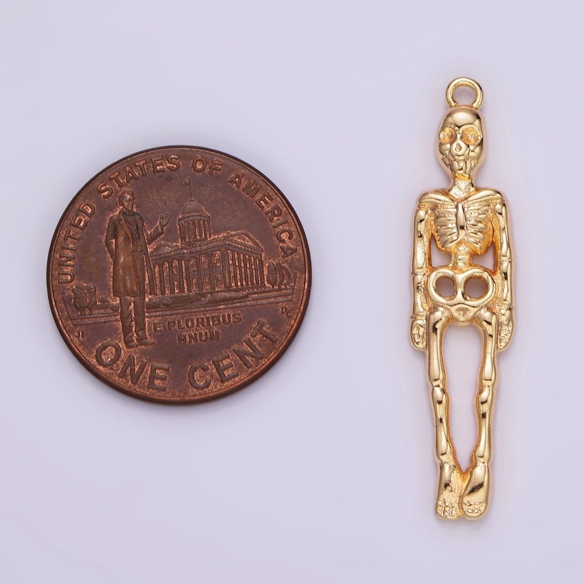 16K Gold plated 32mm Body Skeleton Minimalist Charm | AG605 - DLUXCA