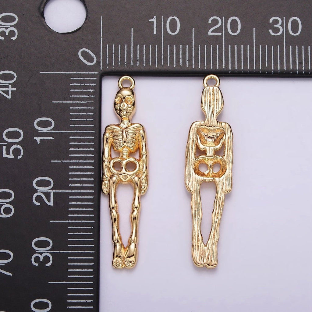 16K Gold plated 32mm Body Skeleton Minimalist Charm | AG605 - DLUXCA