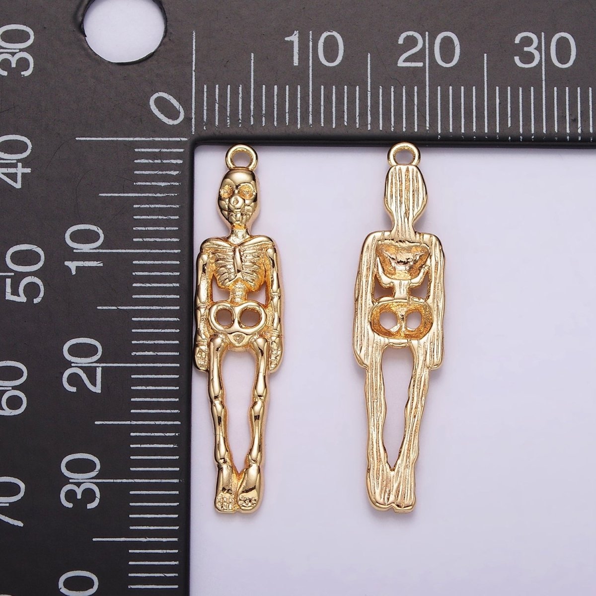 16K Gold plated 32mm Body Skeleton Minimalist Charm | AG605 - DLUXCA
