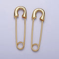 16K Gold plated 33mm Minimalist Safety Pin Hoop in Gold & Silver | Earrings - 00243 Earrings - 00244 - DLUXCA