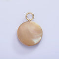 16K Gold plated 33mm Peach White Shell Pearl Flat Round Pendant | P1749 - DLUXCA