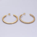 16K Gold plated 37mm Micro Paved CZ C-Shaped Hoop Earrings | AD1275 AD1276