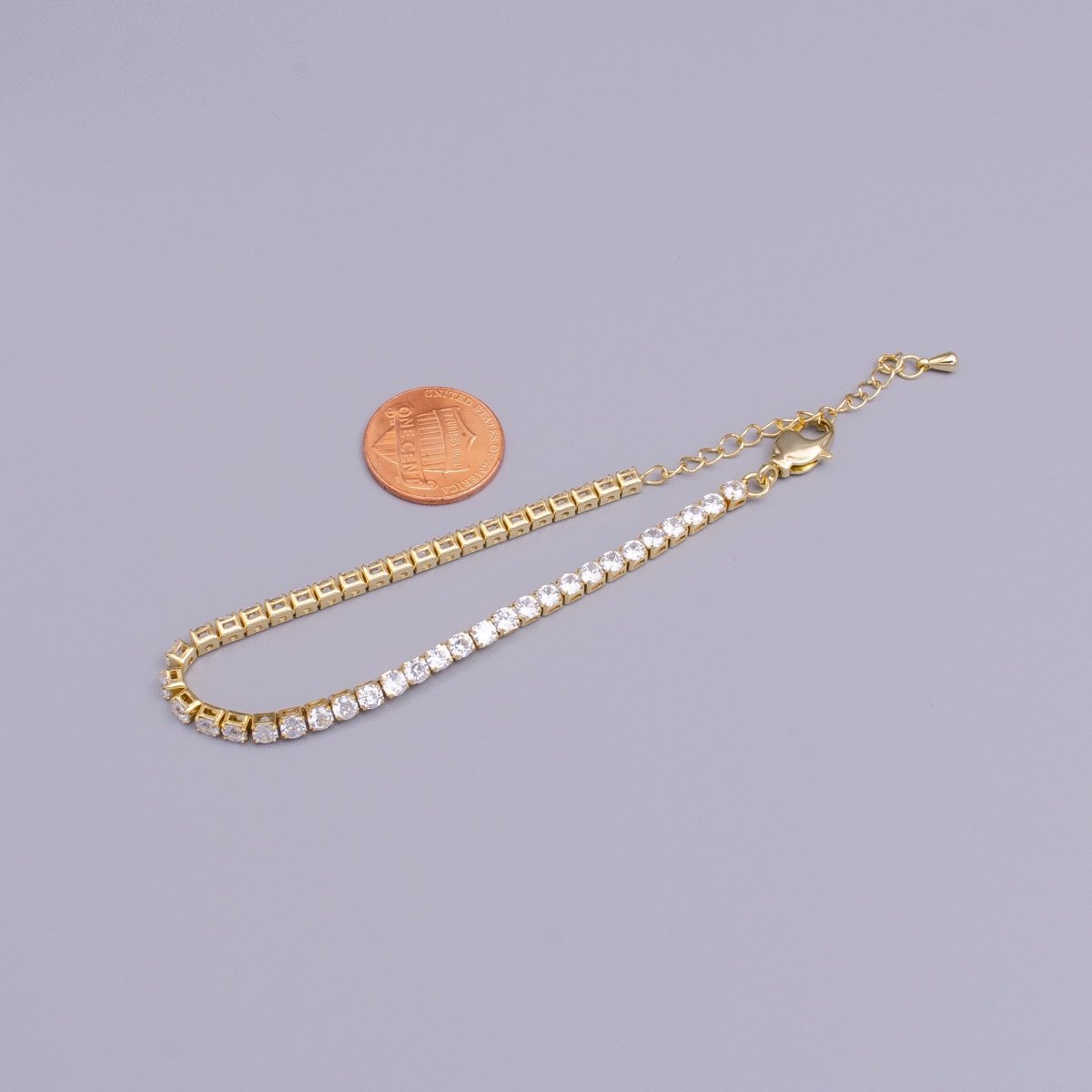 16K Gold plated 3mm Clear Crystal Tennis Chain 5.75", 6.25", 7.25" Bracelet | WA-1884 - WA-1886 Clearance Pricing - DLUXCA