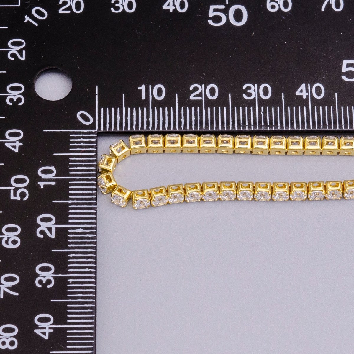 16K Gold plated 3mm Clear Crystal Tennis Chain 5.75", 6.25", 7.25" Bracelet | WA-1884 - WA-1886 Clearance Pricing - DLUXCA