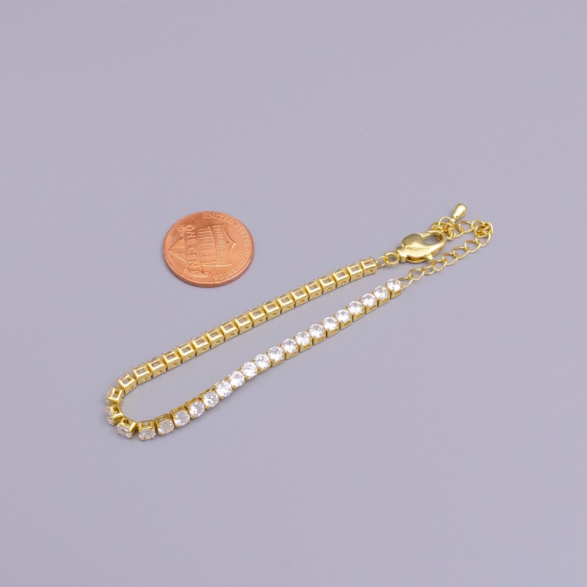 16K Gold plated 3mm Clear Crystal Tennis Chain 5.75", 6.25", 7.25" Bracelet | WA-1884 - WA-1886 Clearance Pricing - DLUXCA