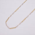 16K Gold plated 3mm Synthetic Pearl Clear Rondell Paperclip Link Unfinished Chain in Gold & Silver | ROLL-1341 ROLL-1342
