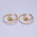 16K Gold plated 40mm Multiple Round Band Geometric Hinge Hoop Earrings in Gold & Silver | AE051 AE052 - DLUXCA